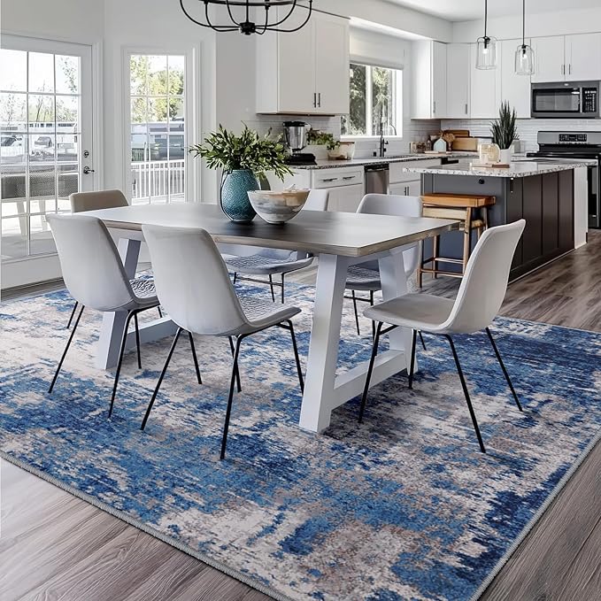 Washable Area Rugs 9'x12' Non-Slip Modern Abstract Soft - Image 6