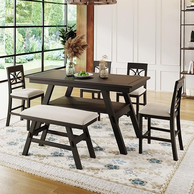 Merax 6 Piece Counter Height Dining Table Set by Merax