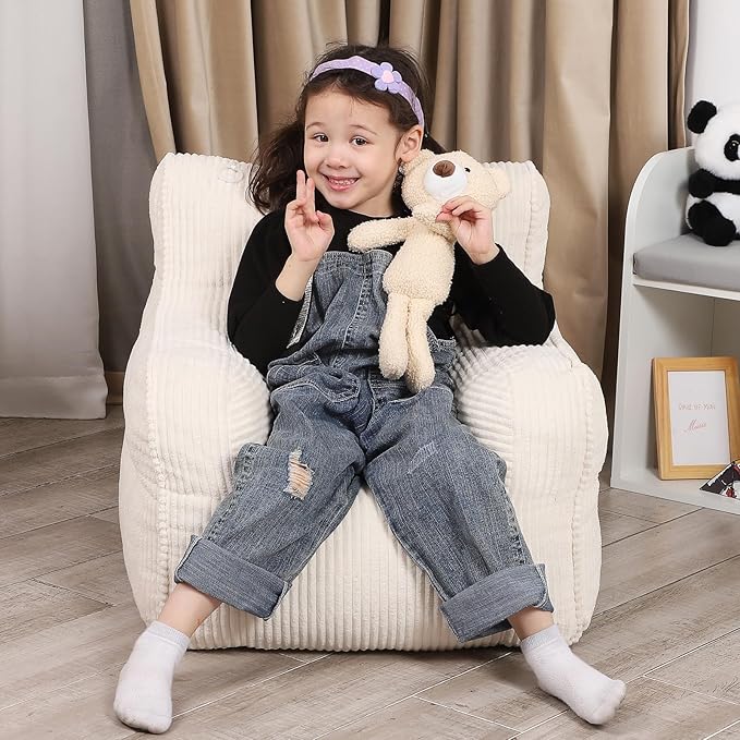 Kids Bean Bag Chair with a Plush Bear, Comfy Toddler Chair - Image 5