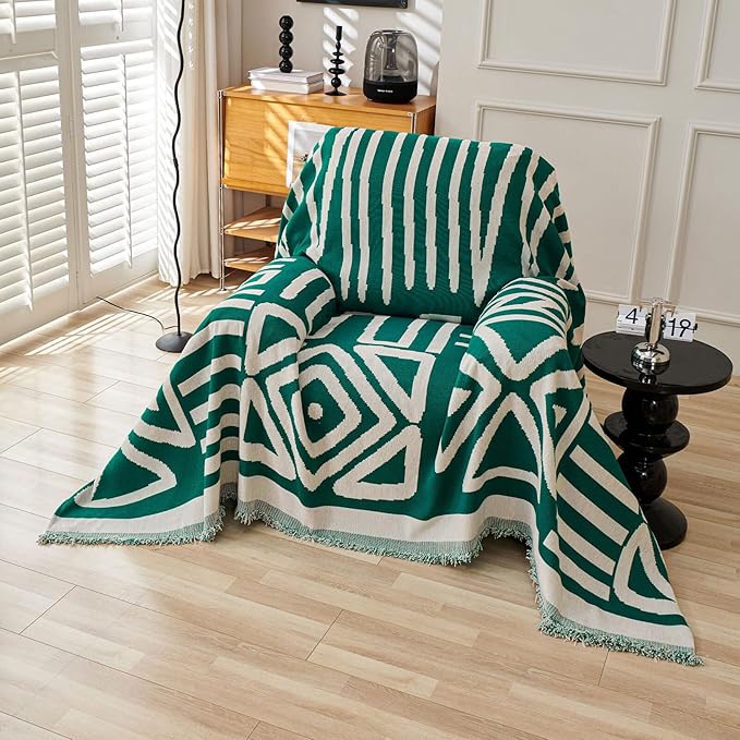 HANDONTIME Couch Cover Boho Sofa Covers Washable Forest Green Dog Covers by HANDONTIME