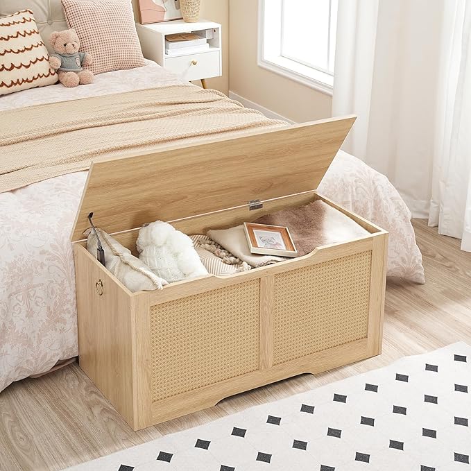 HOOBRO Storage Bench, 39.3" Toy Box, Rattan-Like Storage Chest, Sturdy Entryway - Image 4