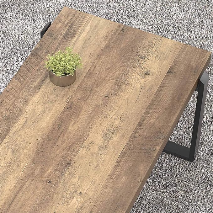 FOLUBAN Coffee Table, Modern Rustic Wood and Metal Center Table, Industrial - Image 4