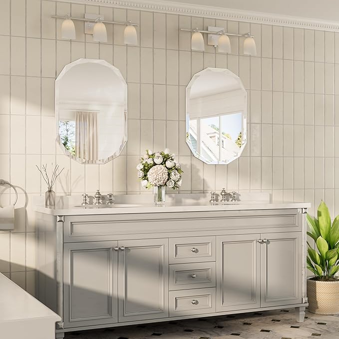 TokeShimi 20x28 Irregular Wall Mirror Beveled, Frameless Mirror Bathroom Stylish - Image 7