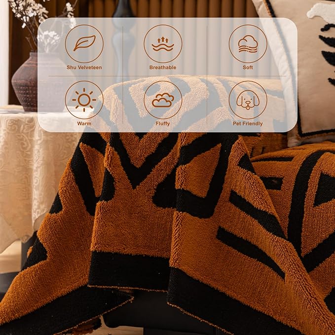 HANDONTIME Sofa Covers for Couch Pet-Friendly Caramel Black Couch Cover for - Image 2