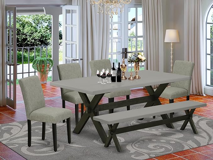 East West Furniture X697AB106-6 6 Piece Dinette Set Contains a Rectangle Dining - Image 2