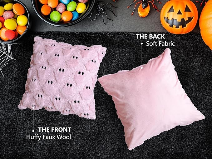 4TH Emotion Halloween Ghost Decorative Pillow Covers 16x16 Set of 2 - Image 5