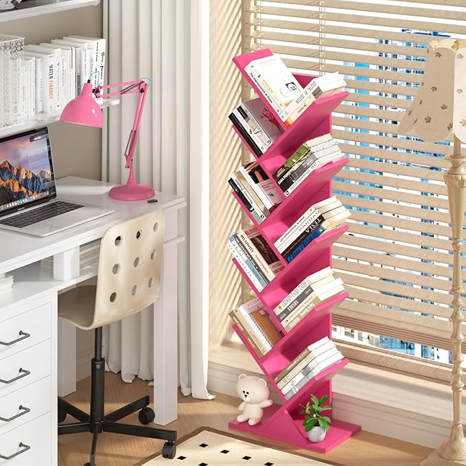 10 Tier Tree Book Shelf, Floor Standing Wood Bookshelf - Image 2