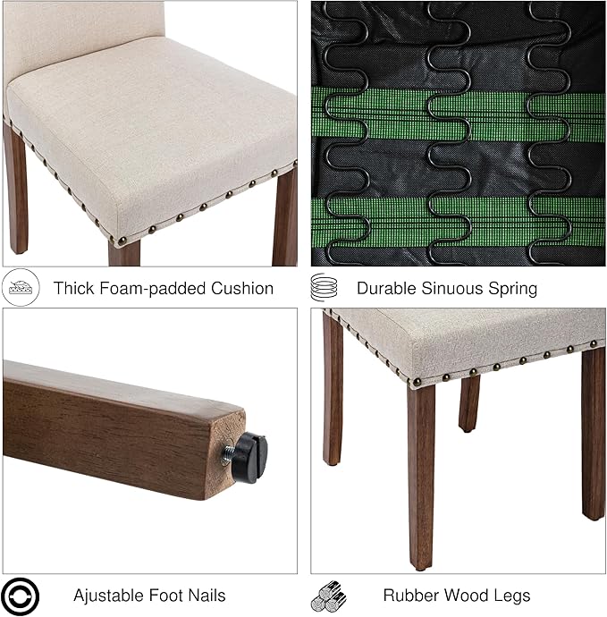 Parsons Kitchen Dining Chair Set Room Modern Upholstered Stylish Fabric High - Image 5