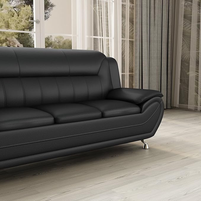 Container Furniture Direct Michael Modern Faux Leather Upholstered Stainless - Image 10