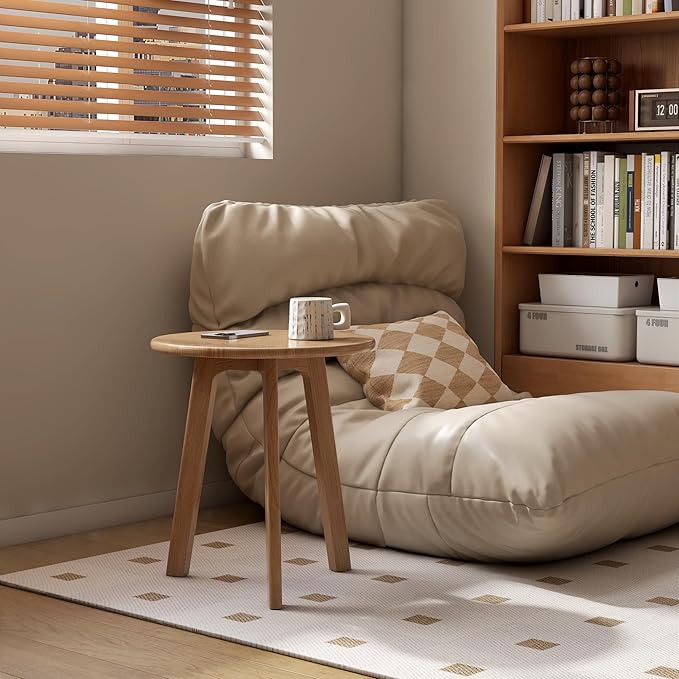 100% Solid Oak Round Side Table, Small Bedside Table - Image 5