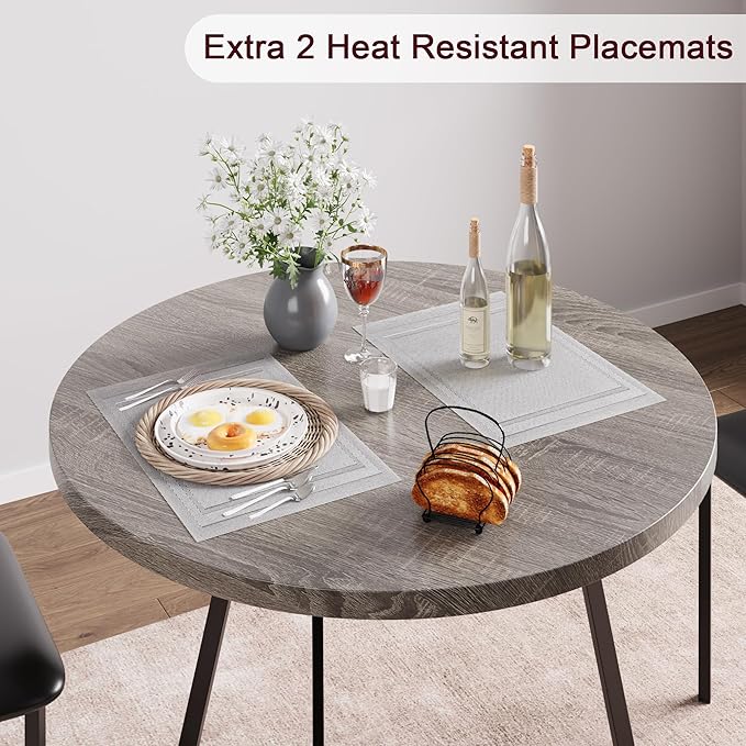 CABIHOME Dining Table Set for 2, Round Kitchen Table Set, Dining Table Set - Image 3