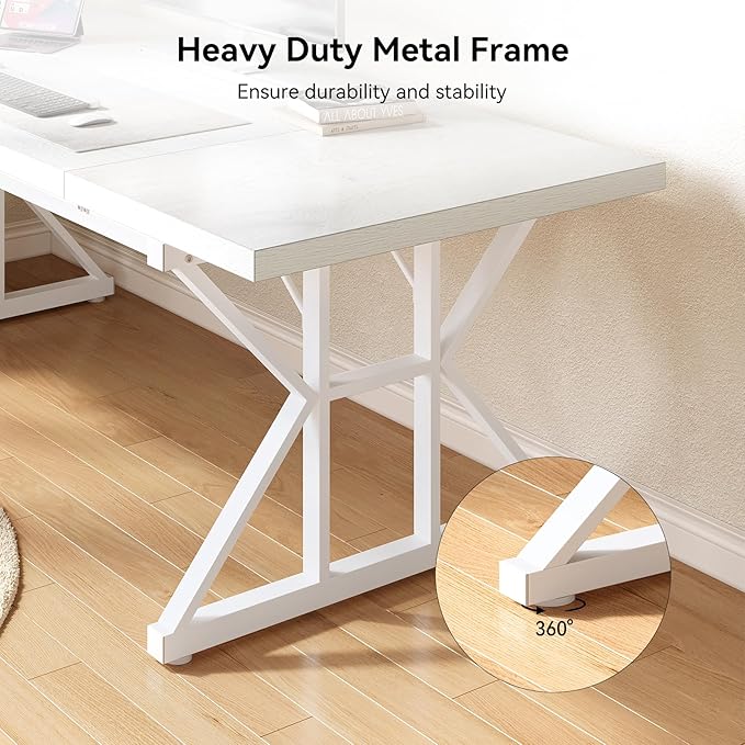 LITTLE TREE 70.8-Inch Large Executive Desk, Extra Long Computer Office Desk - Image 9