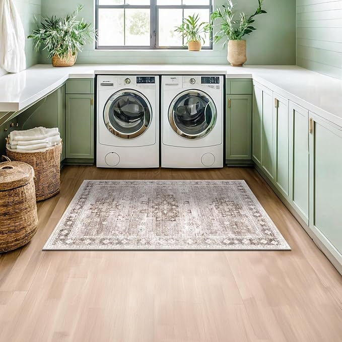 Washable Neutral Farmhouse Large Entryway Rug, 3x5 Area Rugs - Image 8