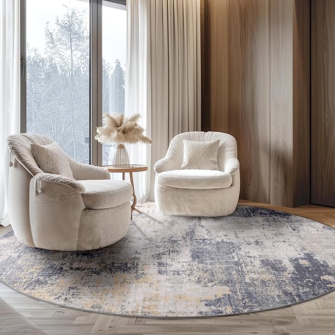 Washable Area Rugs 6ft Non-Slip Modern Abstract Soft - Image 3