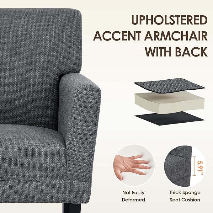 COLAMY Modern Accent Chair for Living Room, Upholstered Fabric Accent Armchair - Image 5