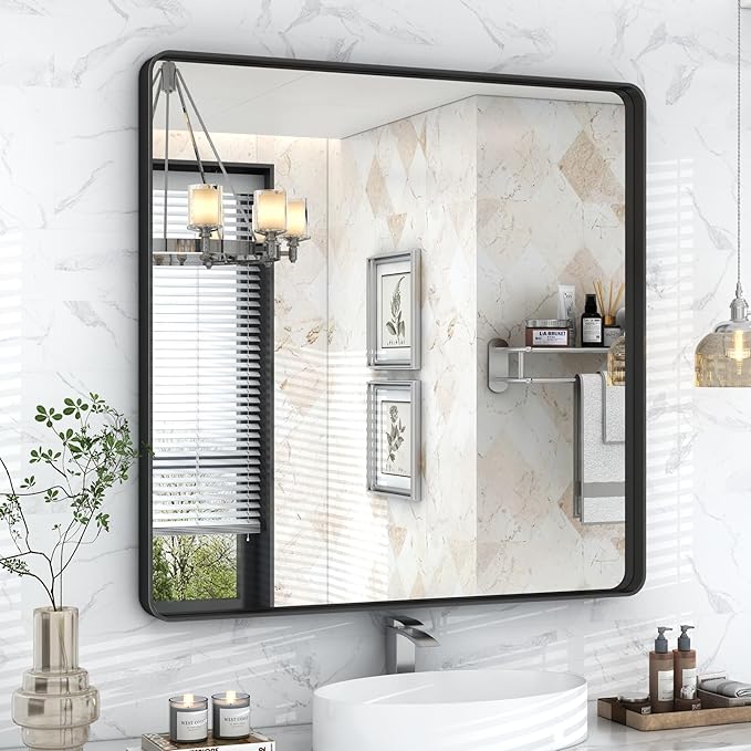 36x36 Inch Square Black Framed Bathroom Mirror by VANLIOBathroomMirror