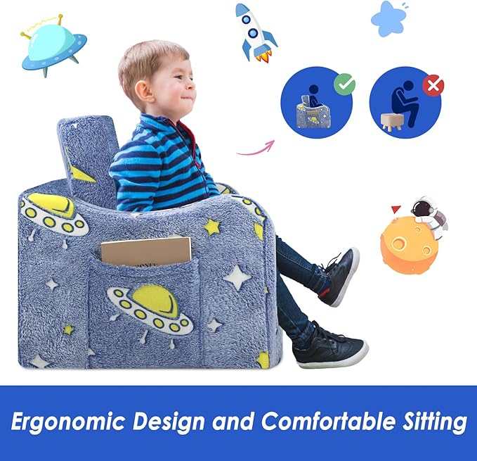 Kids Couch Extra Large, Glow in The Dark 2-in-1 Folding Kids Sofa Bed - Image 7
