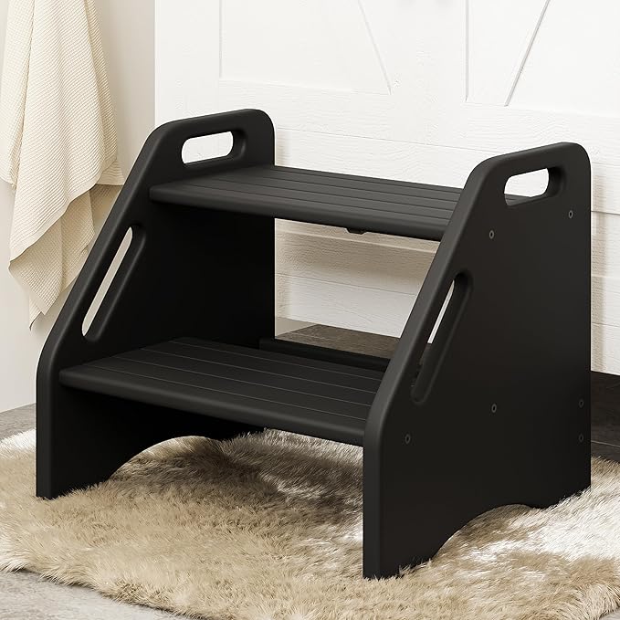 AMBIRD Wooden Step Stool, Two Step Stools 300 lbs Capacity by AMBIRD