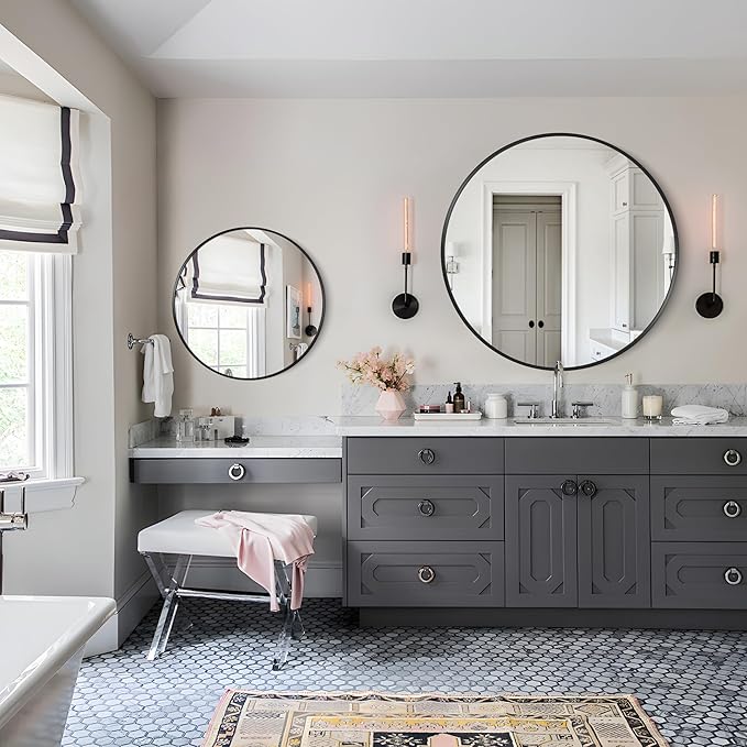 Black 39-Inch Round Mirror - Image 7