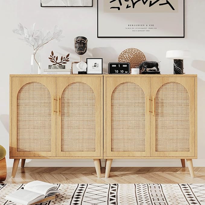 Rovaurx Set of 2 Rattan Storage Cabinet - Image 8