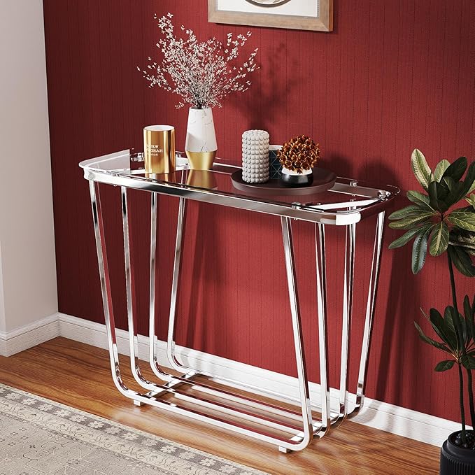 OIOG Glass Console Table for Entryway, Modern Entrance Table - Image 8