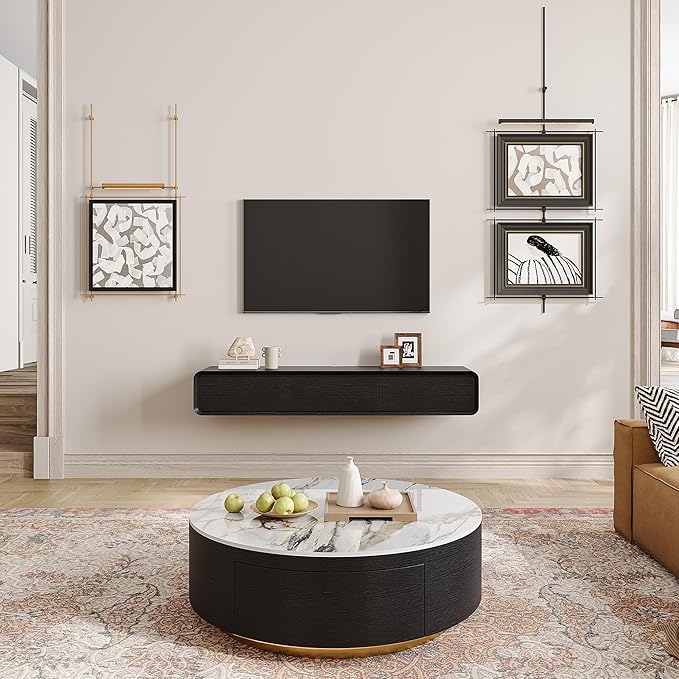 POVISON Fully Assembled Floating TV Stand, 63 inch Modern TV Stand - Image 3