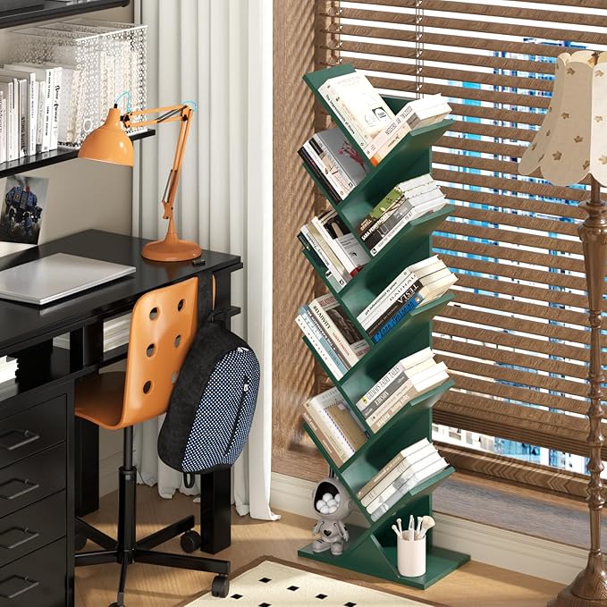 10 Tier Tree Book Shelf, Floor Standing Wood Bookshelf - Image 2