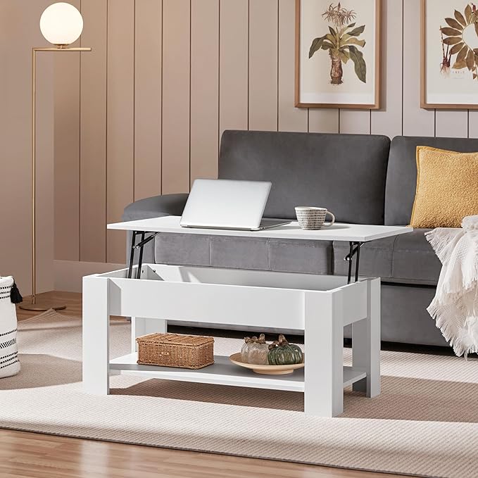 Yaheetech Lift Top Coffee Table w/Hidden Storage Compartment and Storage Shelf - Image 2