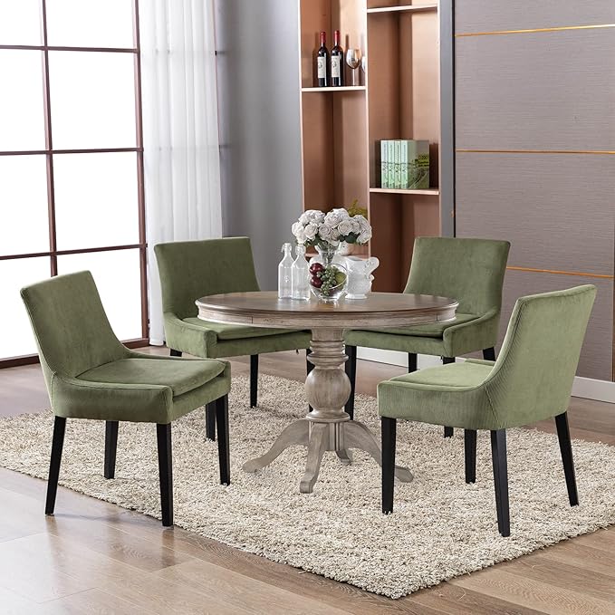 COLAMY Modern Dining Chairs Set of 2, Upholstered Corduroy Accent Side Chairs - Image 4