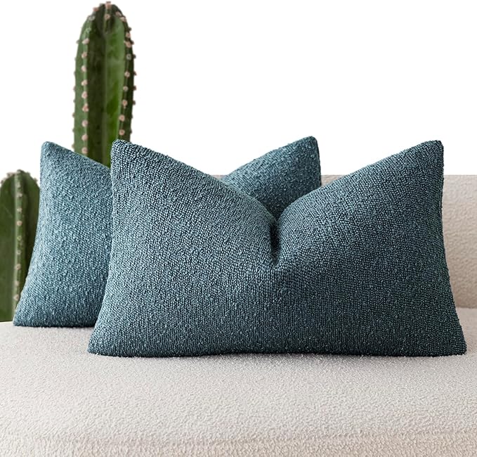 Foindtower Pack of 2 Textured Boucle Throw Pillow Covers Accent Solid by Foindtower