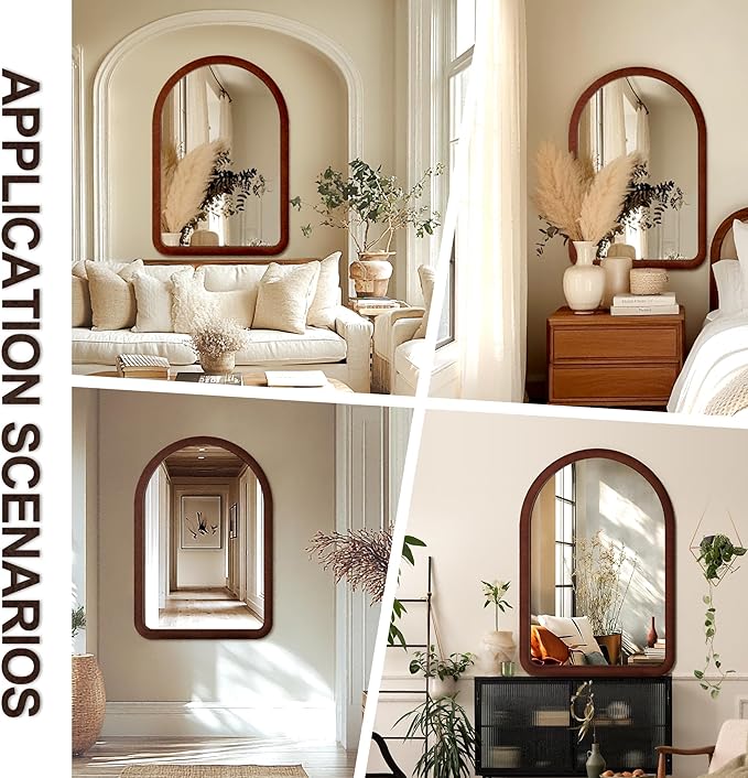 36"x24" Arched Bathroom Mirror, Wall Mounted Vanity Plush Flannel Frame Mirror - Image 6