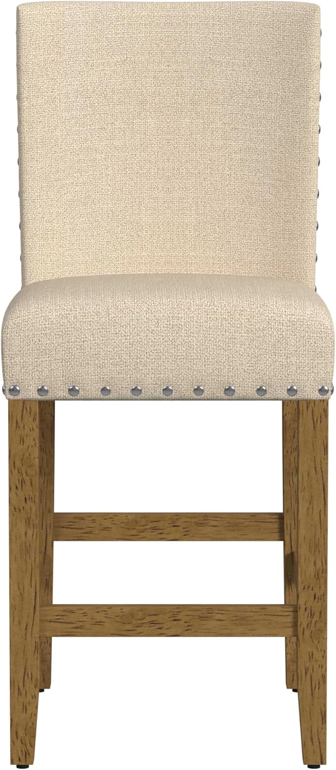 HomePop Home Decor | Nailhead Trim Counter Height Bar Stools | 24 Inch Bar - Image 4