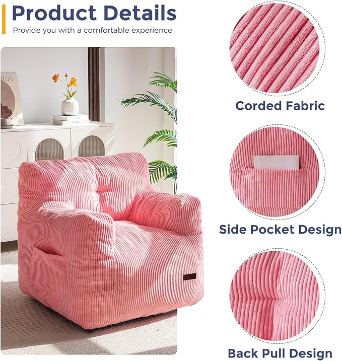 MAXYOYO Bean Bag Chair, Tufted Bean Bag Couch Lazy Chair, Living Room Sofa Couch - Image 3