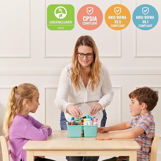 ECR4Kids 30in x 30in Square Hardwood Table and Chair Set, 12in Seat Height - Image 6