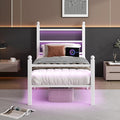 Twin Bed Frame with Headboard and Footboard, Steel Slats Support-LED Bed Frame by CLIBFENG