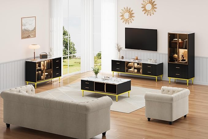 GAOMON Coffee Table for Living Room, Faux Marble Coffee Table - Image 9