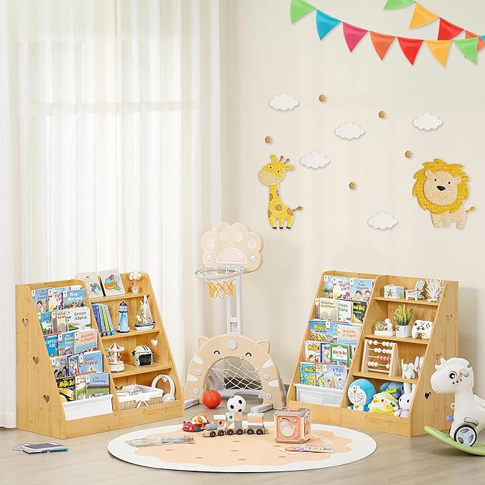 Lerliuo 4 Tier Kids Bookshelf and Storage Organizer, Five Layer Sling Children - Image 4
