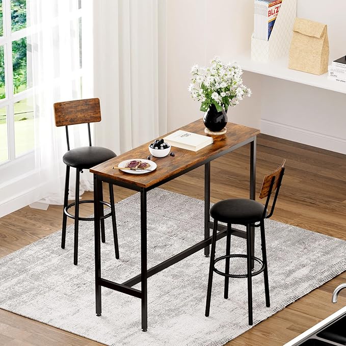 Bar Stools with Back, High Kitchen Barstools with Back, Counter Stools Bar - Image 2