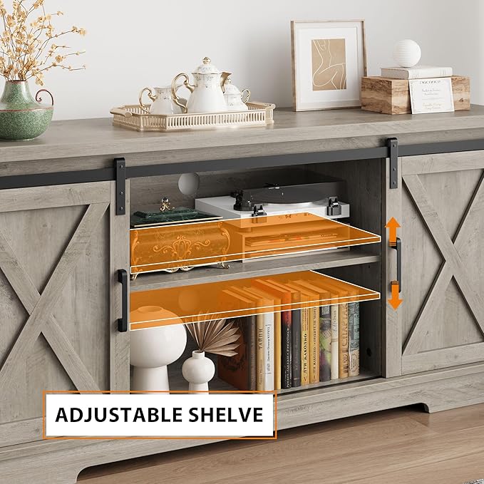 IDEALHOUSE Farmhouse Tv Stand for 65 Inches TVs, Entertainment Center - Image 5