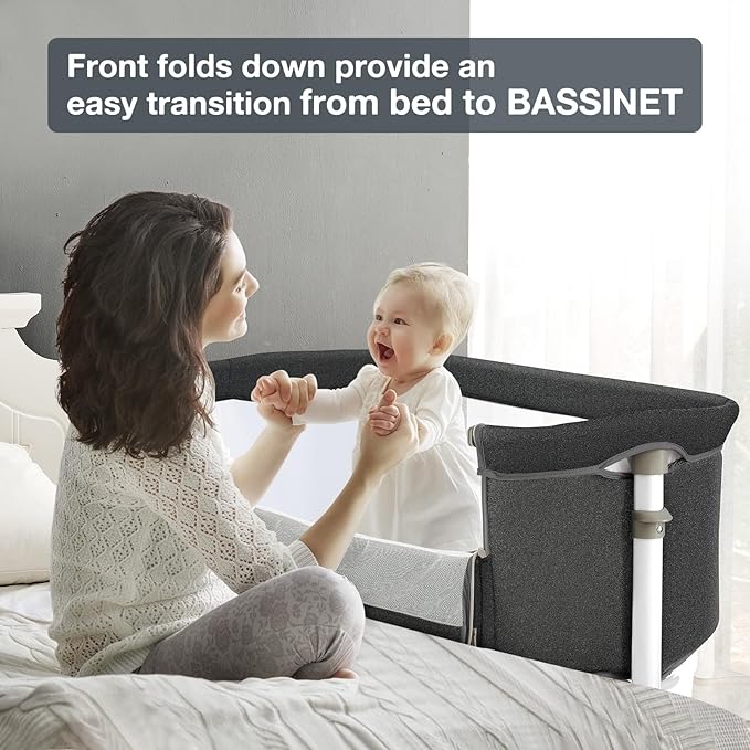RONBEI Baby Bassinet Bedside Sleeper, Height Adjustable Bedside Bassinet - Image 2