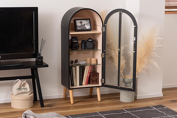 PaletteLife Arched Figurine-Case 4 Tier Collection Shelf, Oak Wood Grain - Image 4
