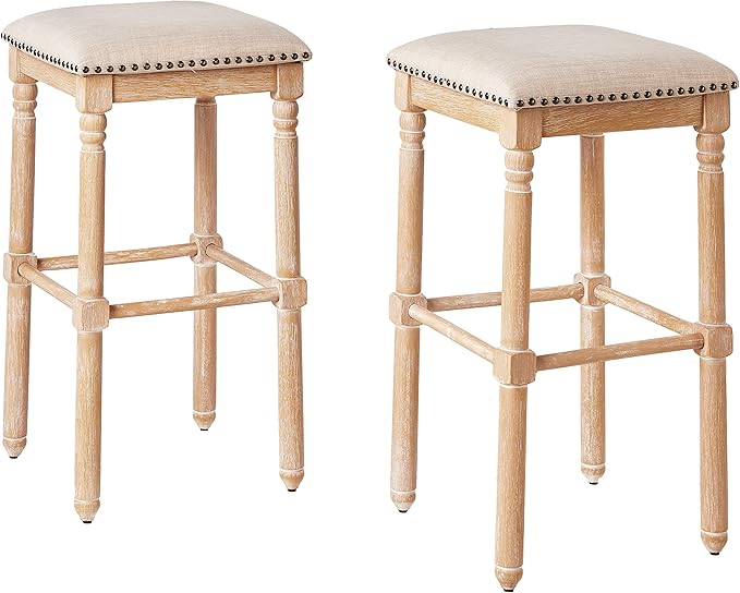 Roundhill Furniture Arnhem Wood Upholstered Swivel Bar Stools by RoundhillFurniture