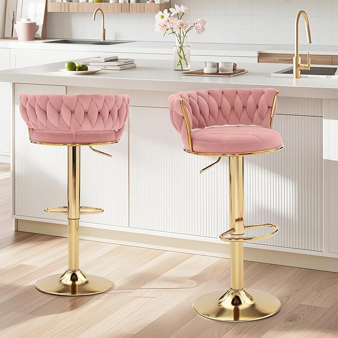 VECELO Bar Stools Set of 2, Adjustable Barstools Counter Height Stools - Image 7