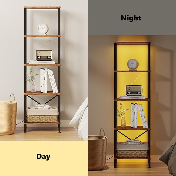 5-Tier Bookshelf, Tall Narrow Bookcase - Image 6