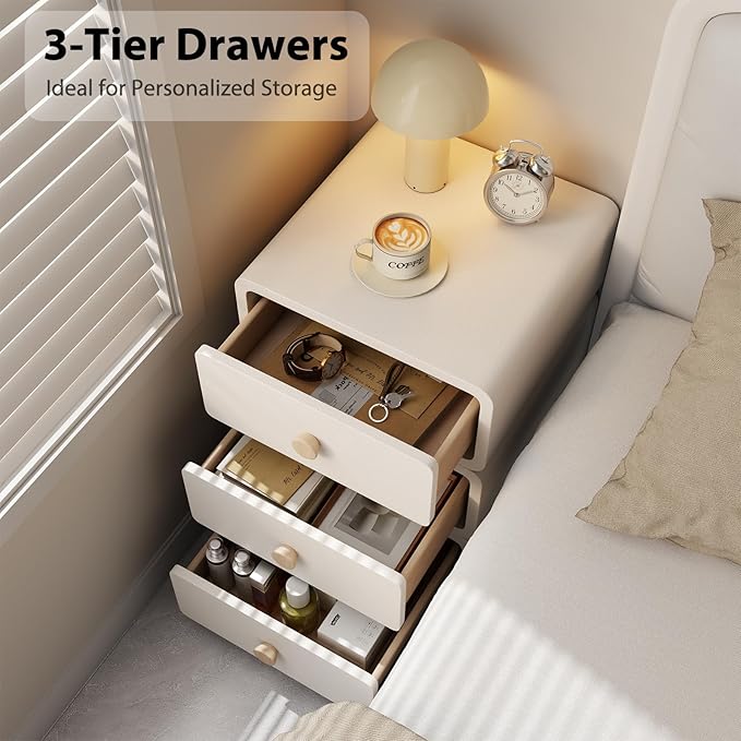 White Night Stand, Narrow Nightstand - Image 4