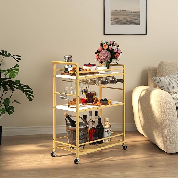 3 Tier Bar Cart, Home Bar Serving Cart - Image 4