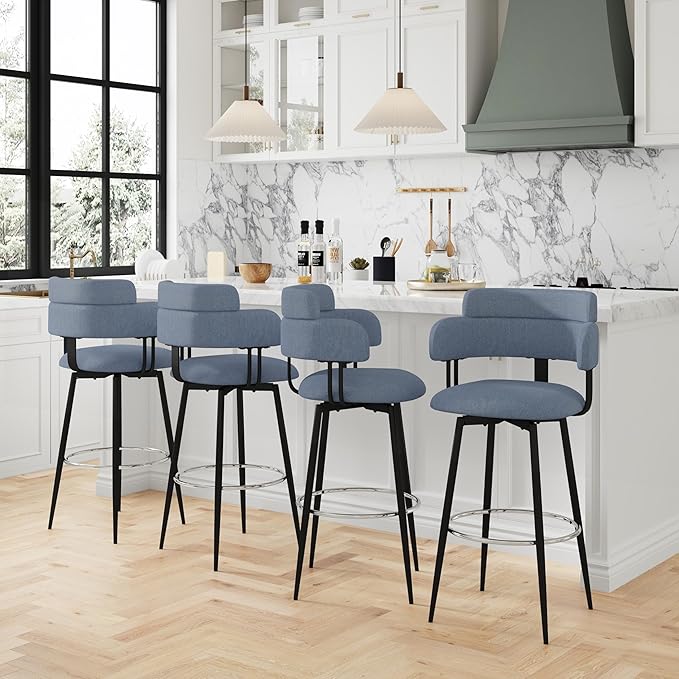 Swivel Bar Stools Set of 2, Counter Height Bar Stools - Image 3