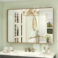 44x30 Gold Framed Mirror for Bathroom, Brushed Gold Brass Bathroom Mirror by CHARMOR