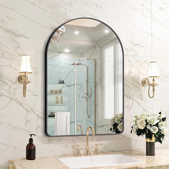 FORBATH Arched Bathroom Mirror 24x36 Inch, Bathroom Mirror Wall Mounted Modern by FORBATH