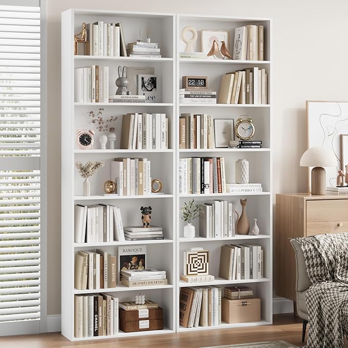 82" Tall Bookshelf, 7-Tier Open Shelves Bookcase, Freestanding Display Storage - Image 2